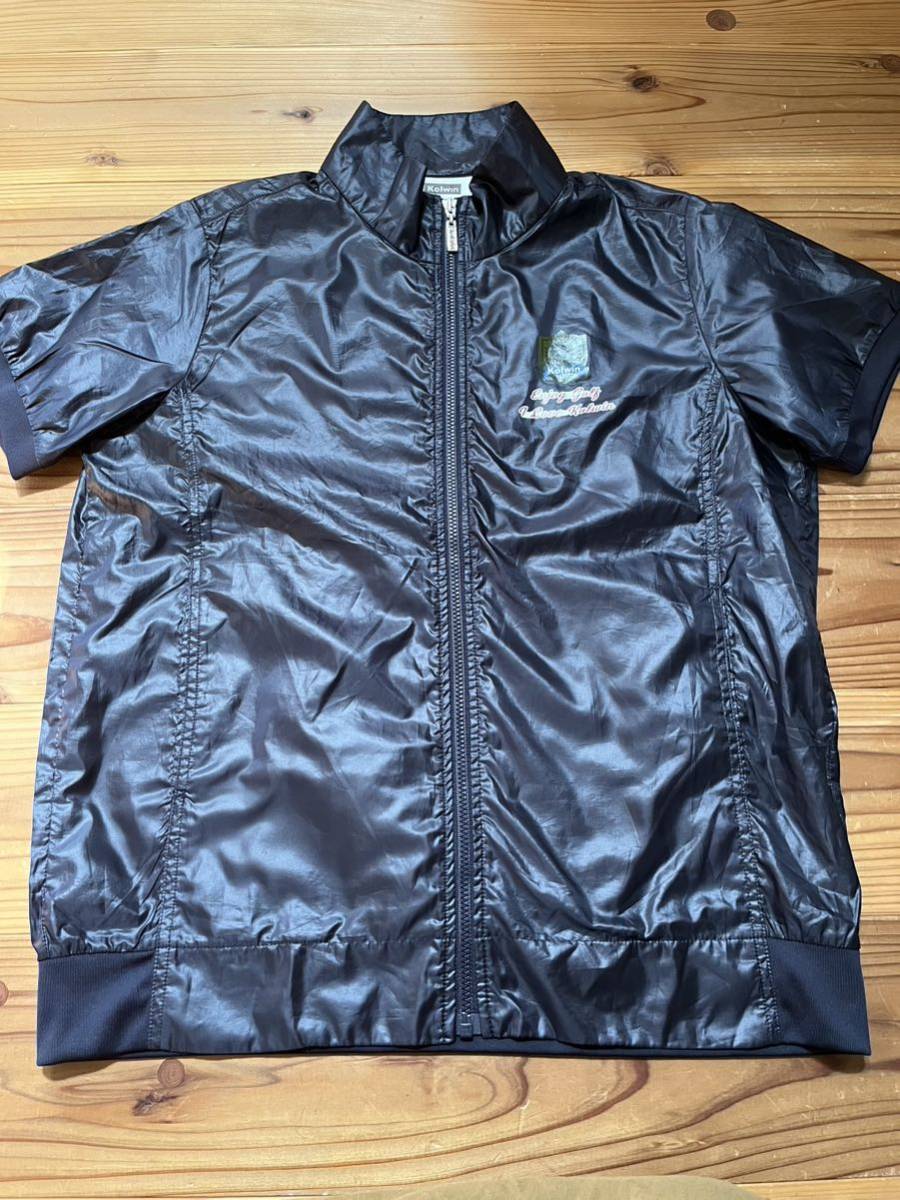  postage included!Kolwin short sleeves Zip up JACKET nylon jacket black L size 160/88Akoru wing GOLF Golf wear the best 