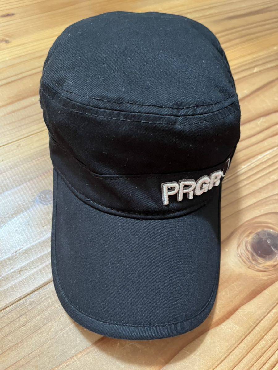 PRGR ワークキャップ 黒 ブラック プロギア ゴルフキャップ CAP GOLF ゴルフウェア 帽子 美品_画像2