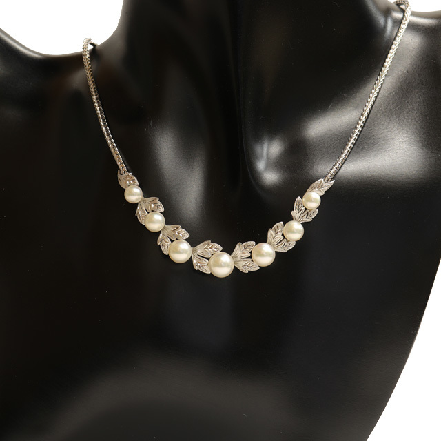 ( beautiful goods ) Mikimoto MIKIMOTO pearl necklace K18 WG white gold × pearl approximately 5.4-7.7mm pendant 8851