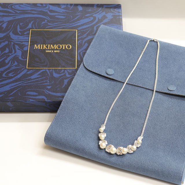 ( beautiful goods ) Mikimoto MIKIMOTO pearl necklace K18 WG white gold × pearl approximately 5.4-7.7mm pendant 8851