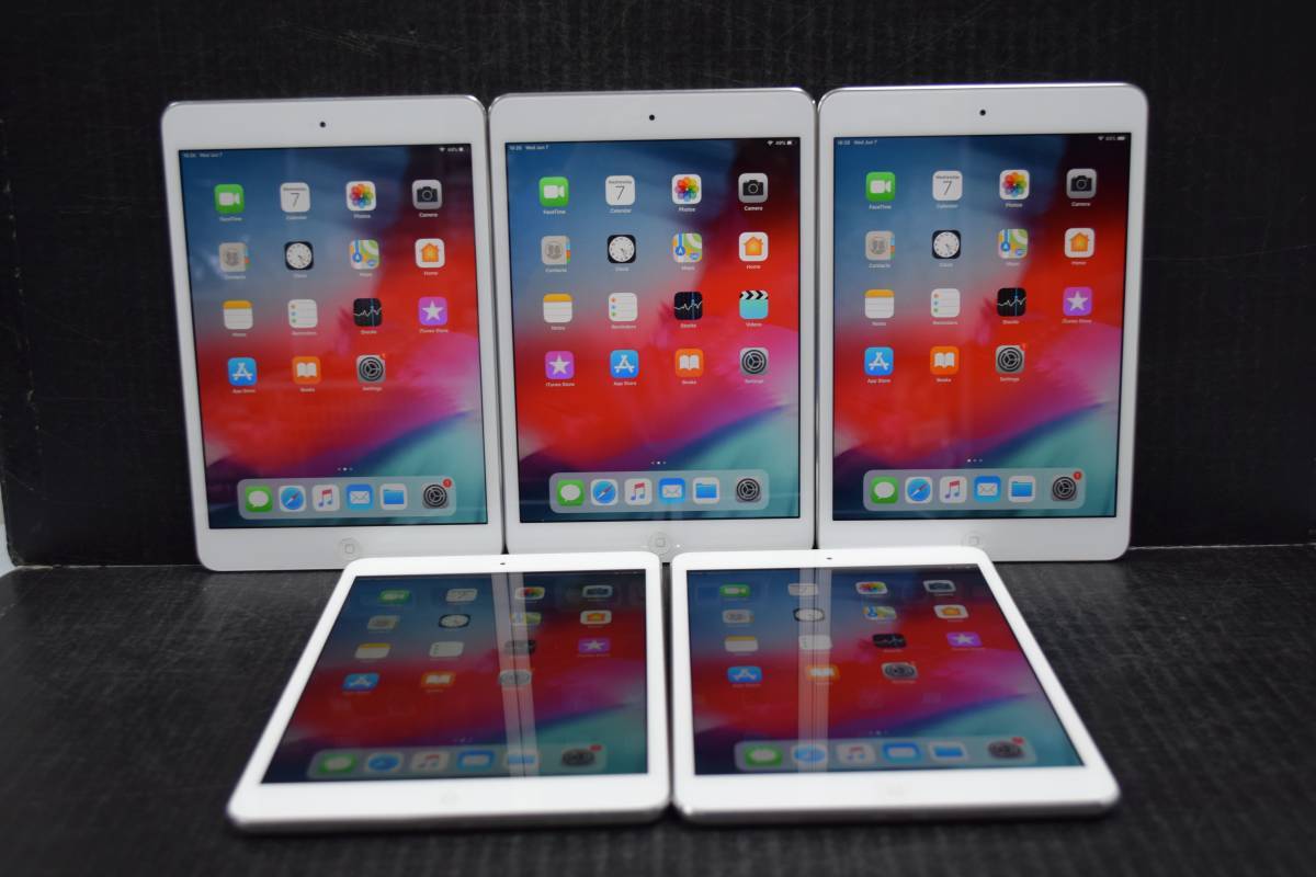 S0389(SLL) & 5台セット Apple iPad mini2 Wi-Fiモデル 16GB シルバー ME279J/A A1489 タブレット 本体のみ..