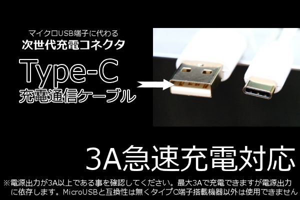 〇Type-C急速充電ケーブル 3A電源対応で早く充電完了 データ転送可能 アンドロイドスマホ充電ケーブルの画像3