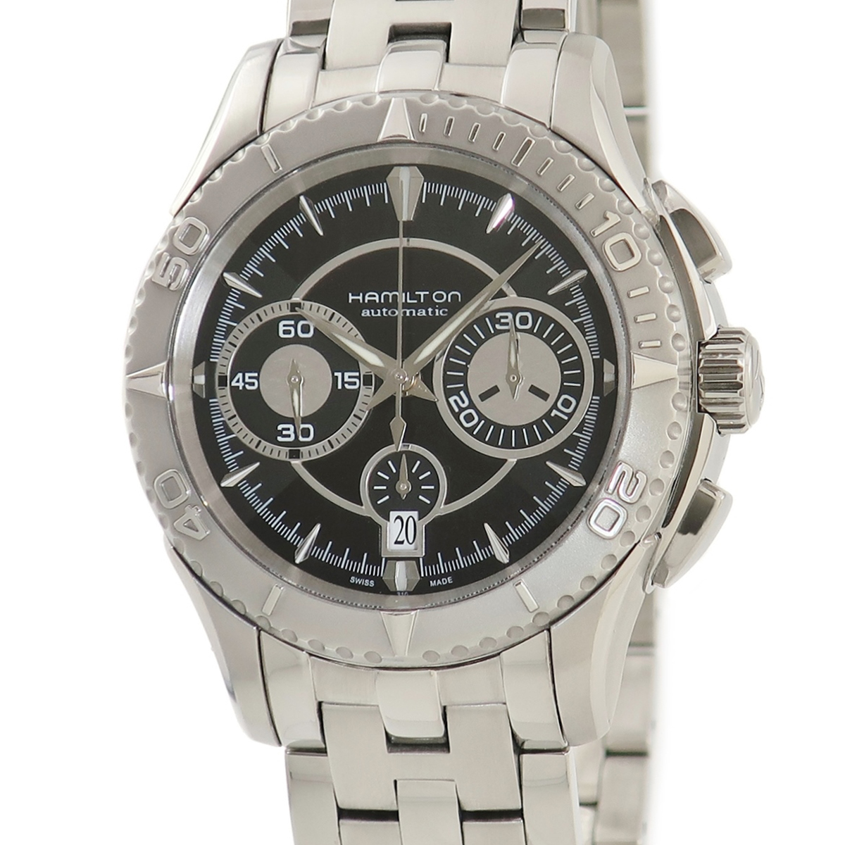 【3年保証】 ハミルトン ジャズマスター シービュー オート クロノ H37616131 黒 バー 自動巻き メンズ 腕時計