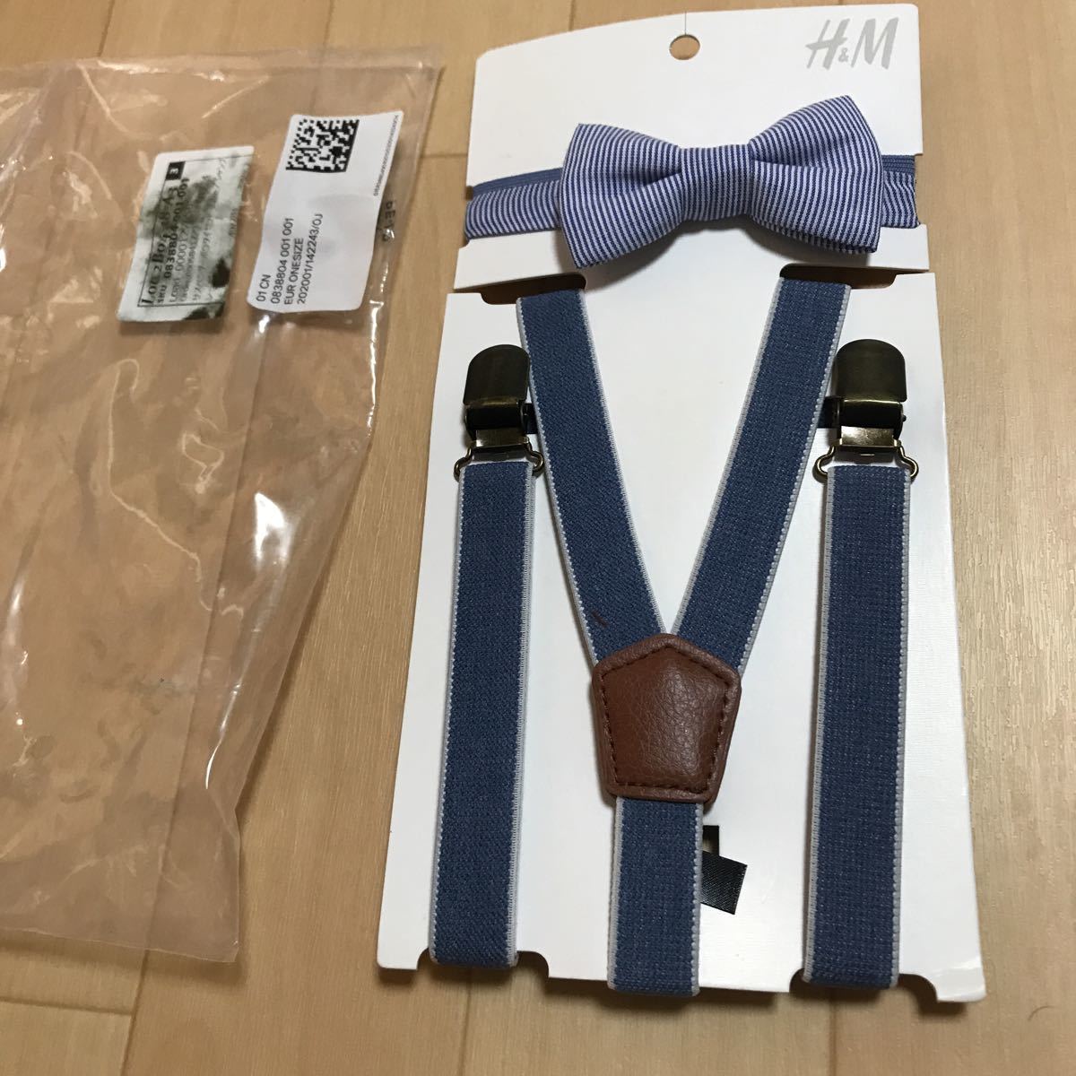 H＆M エイチ アンド エム　サスペンダー　蝶ネクタイ　セット　未使用品　フォーマル やスーツに　男児　青　a29_画像1