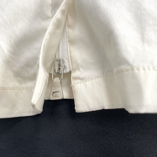 #snc Prada PRADA рубашка * блуза S кремовый цвет короткий рукав Zip выше двойной Zip женский [832347]