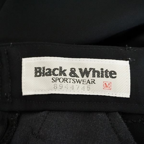 #anc ブラック&ホワイト Black&White パンツ M 黒 センタープレス ロゴ レディース [778496]_画像6