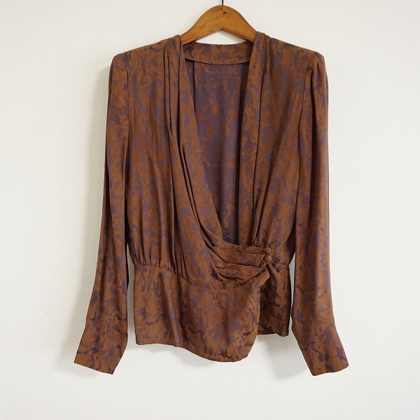 #anc Christian Dior ChristianDior shirt * blouse 9 tea silk . total pattern Vintage kashu cool lady's [838727]