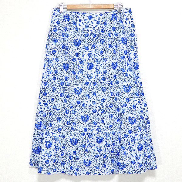 #snc Mali nali Nardi MARINARINALDI skirt floral print tag attaching beautiful goods large size 21 white series blue series lady's [836776]