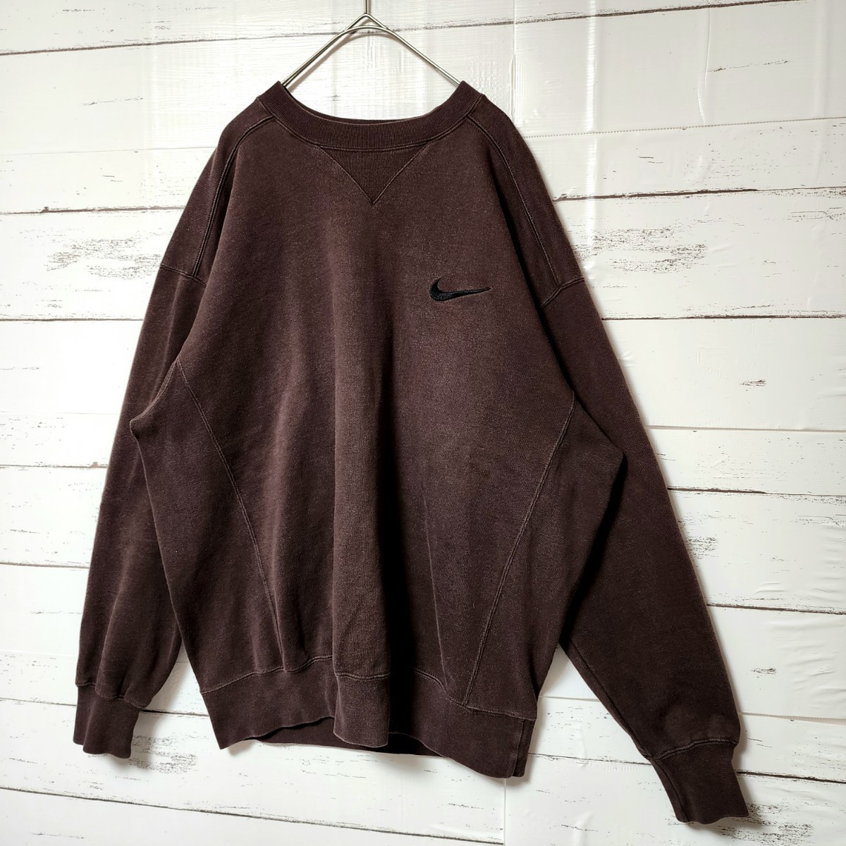 《超希少》NIKE ナイキ スウェット トレーナー ブラウン 刺繍ロゴ 銀タグ