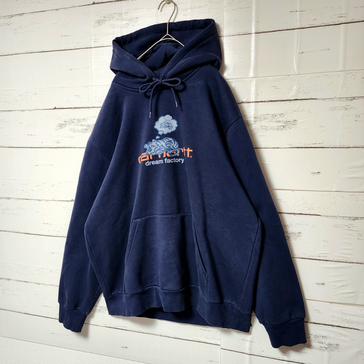 《希少》Carhartt カーハート パーカー ネイビー グラフィック XL_画像3