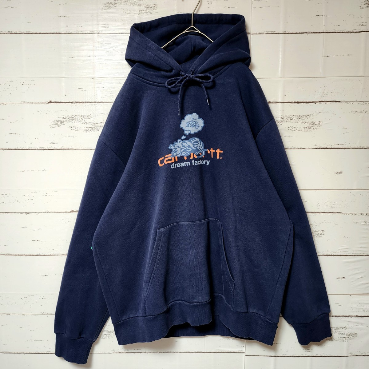 《希少》Carhartt カーハート パーカー ネイビー グラフィック XL_画像2