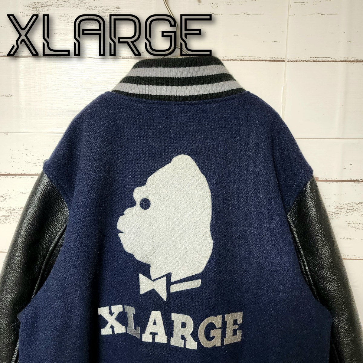 《超希少》XLARGE エクストララージ スタジャン 切替 レザー バックロゴ_画像1