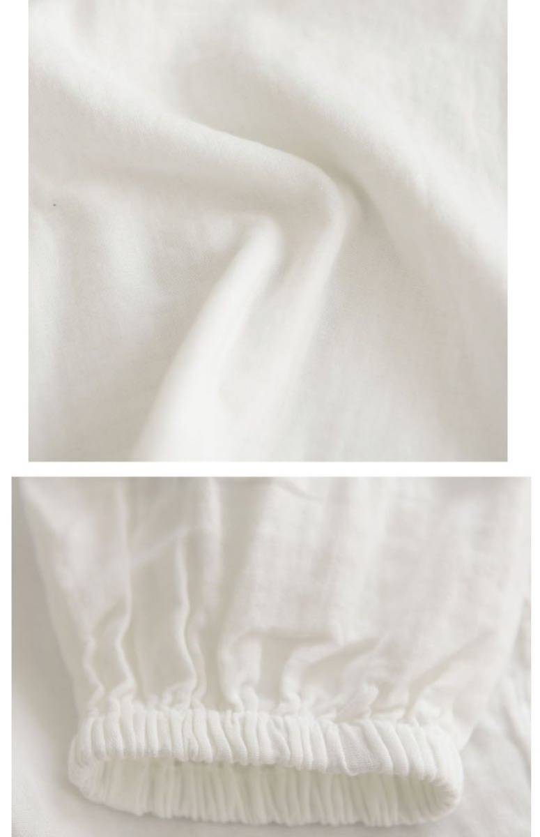 レディーストップス 長袖シャツ綿コットン ダブルガーゼ 肌触りいい 通気性いい 長袖ブラウス 可愛い刺繍花柄の画像6