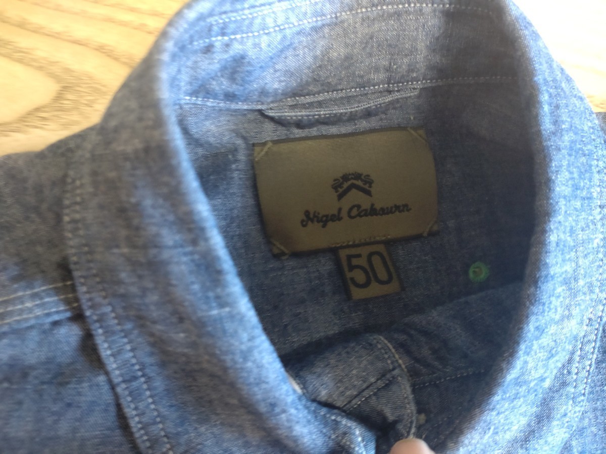 ナイジェル・ケーボン　メディカルシャツ/インディゴ/サイズ50 日本製 ダンガリー、 ワークシャツ_画像5