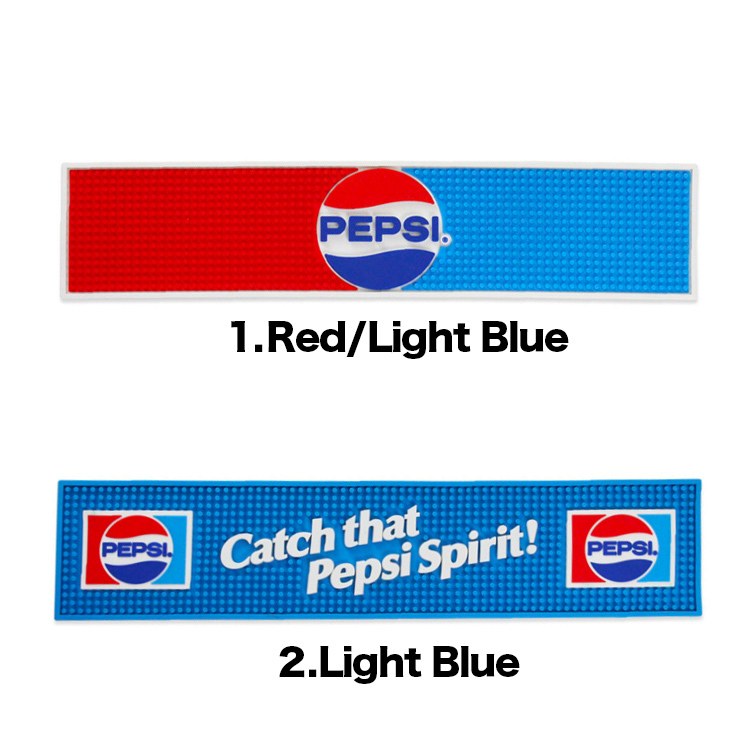 バーマット PEPSI - 1 ライトブルー 縦13.2×横60.5×厚さ0.8cm ラバー製_バーマット PEPSI 縦13.2×横60.5×厚さ0.8