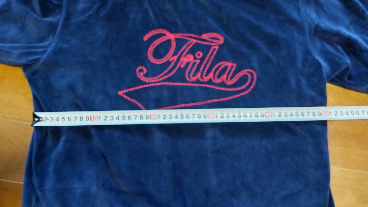 FILA フィラ　メンズ　ポロシャツ　ベルベット素材　定番フィラカラー　アメカジ　ビンテージ　Lサイズ　美品　送料無料