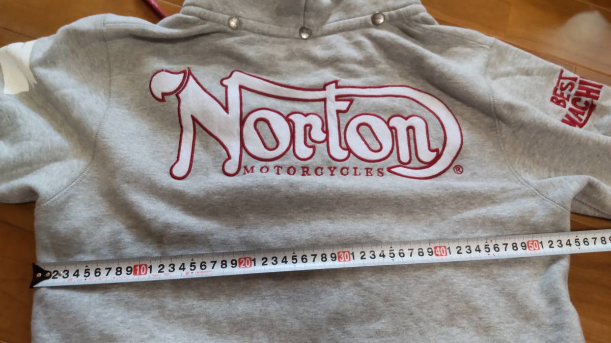 NORTON MOTORCYCLES ノートン モーターサイクル メンズパーカー XLサイズ グレー バイカー アメカジ 人気ブランド 美品 送料無料の画像8