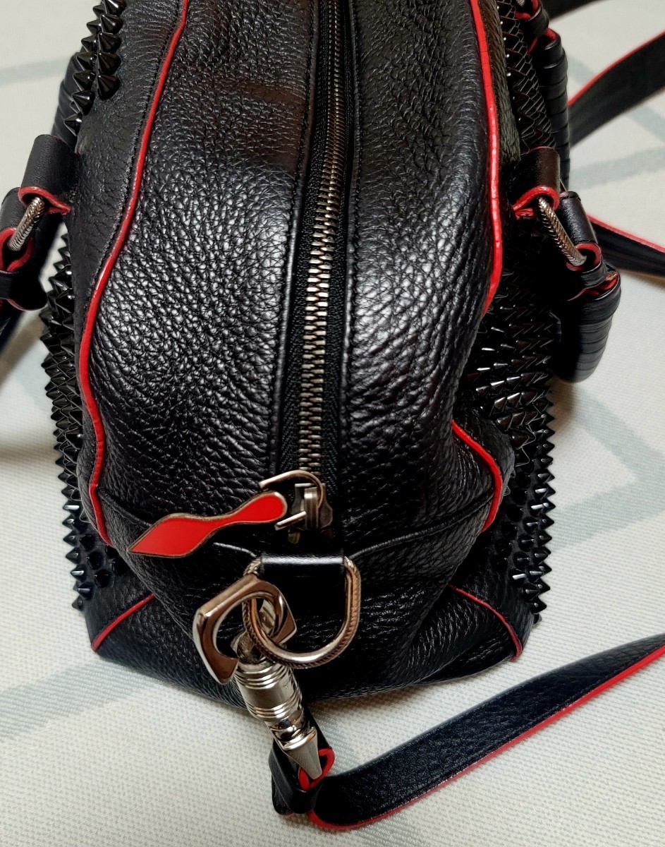 [Christian Louboutin] Christian Louboutin Boston bag shoulder 2way panel to-ne studs leather black 