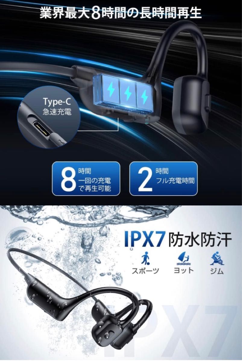 Poeuo 2023業界新登場・次世代の骨伝導タイプ】 イヤホン Bluetooth5.3+EDR搭載