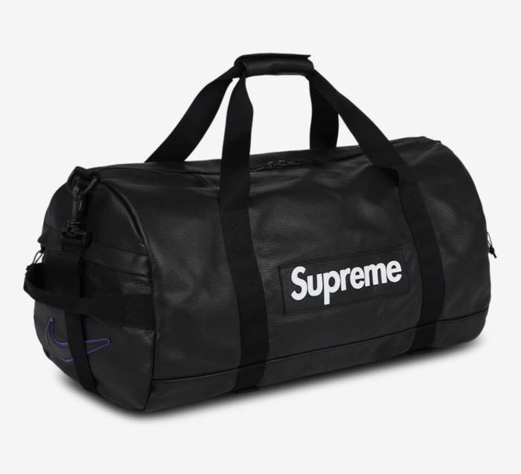 正規品 シュプリーム ダッフルバッグ Supreme ×NIKE ナイキコラボ ボストンバッグ レザー ブラック ドラムバッグ Leather Duffle Bag_画像1