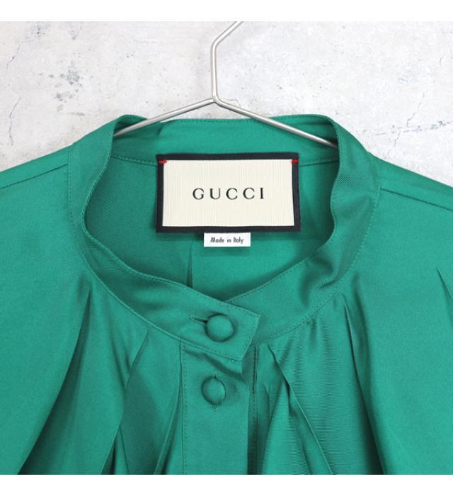[ wide tail shop ] Gucci GUCCI with corsage . silk blouse green size44