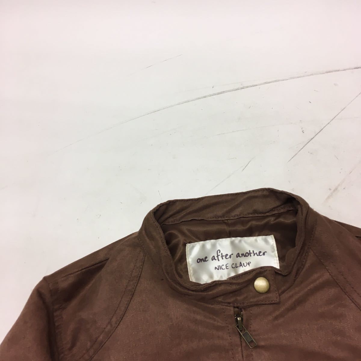  free shipping *NICE CLAUP Nice Claup * suede style rider's jacket no color jacket * size 2 #50911sj109