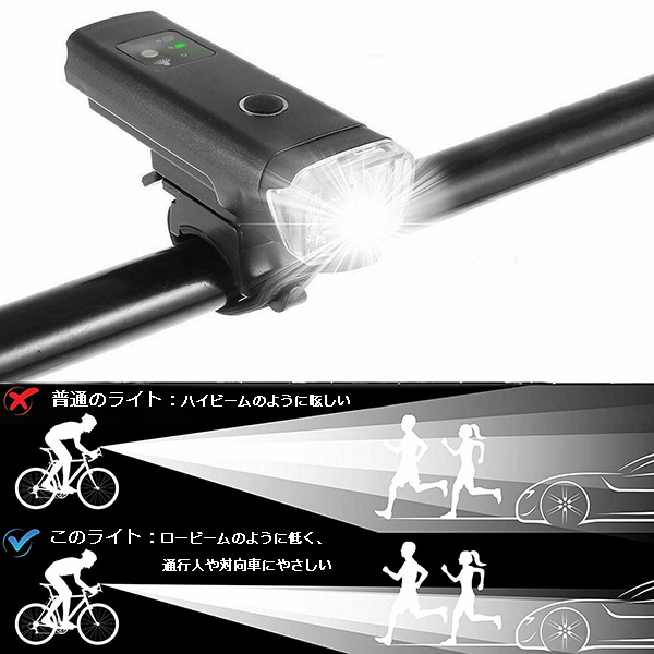 350LM 自転車用 高輝度LEDフロントライト USB充電式 ストロボライト YZN020の画像3