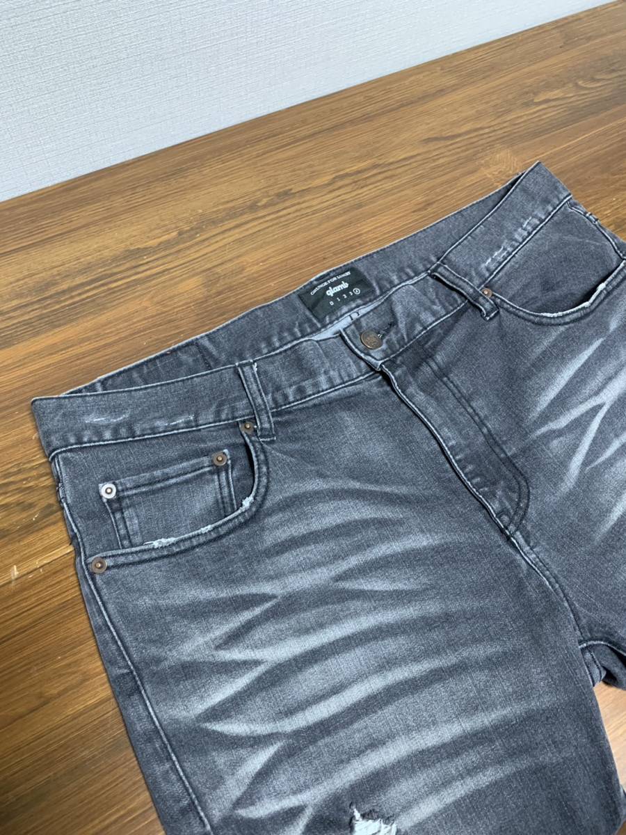 美品☆[glamb] 17SS Everman Skinny Denim エヴァーマン グランジ加工 ストレッチスキニーデニムパンツ 4 ブラック GB17SP-P10 グラム_画像3