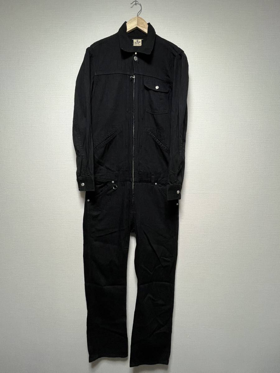  beautiful goods *[BACK BONE×Wrangler] black Denim all-in-one coveralls Jump suit L black S1111 Backbone Wrangler 