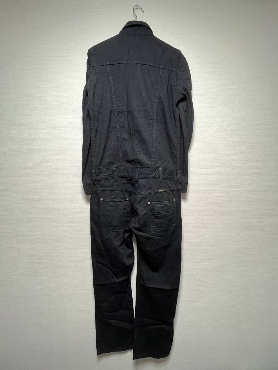  beautiful goods *[BACK BONE×Wrangler] black Denim all-in-one coveralls Jump suit L black S1111 Backbone Wrangler 