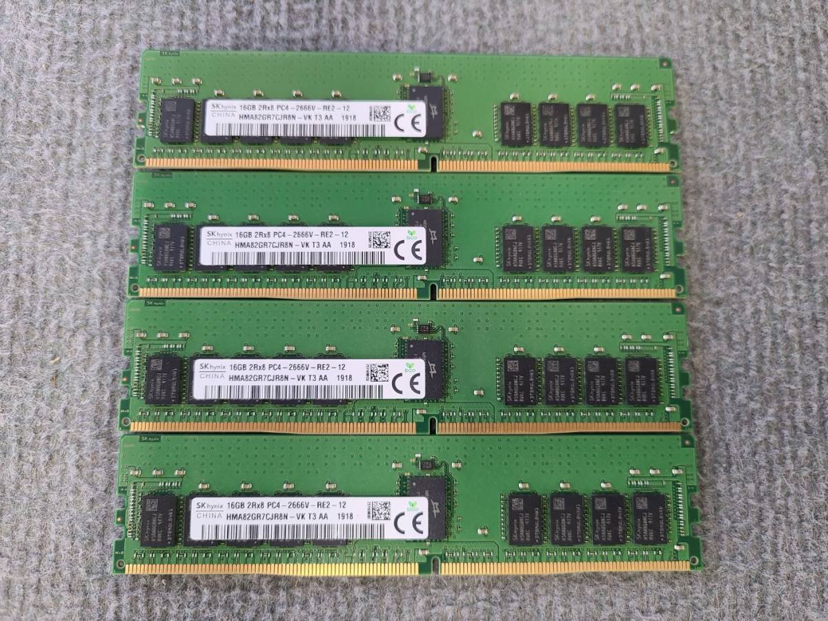 16GB 4枚セット 計64GB SK hynix HMA82GR7CJR8N-VK 16GB 2Rx8 PC4-2666V RDIMM Lenovo_画像1