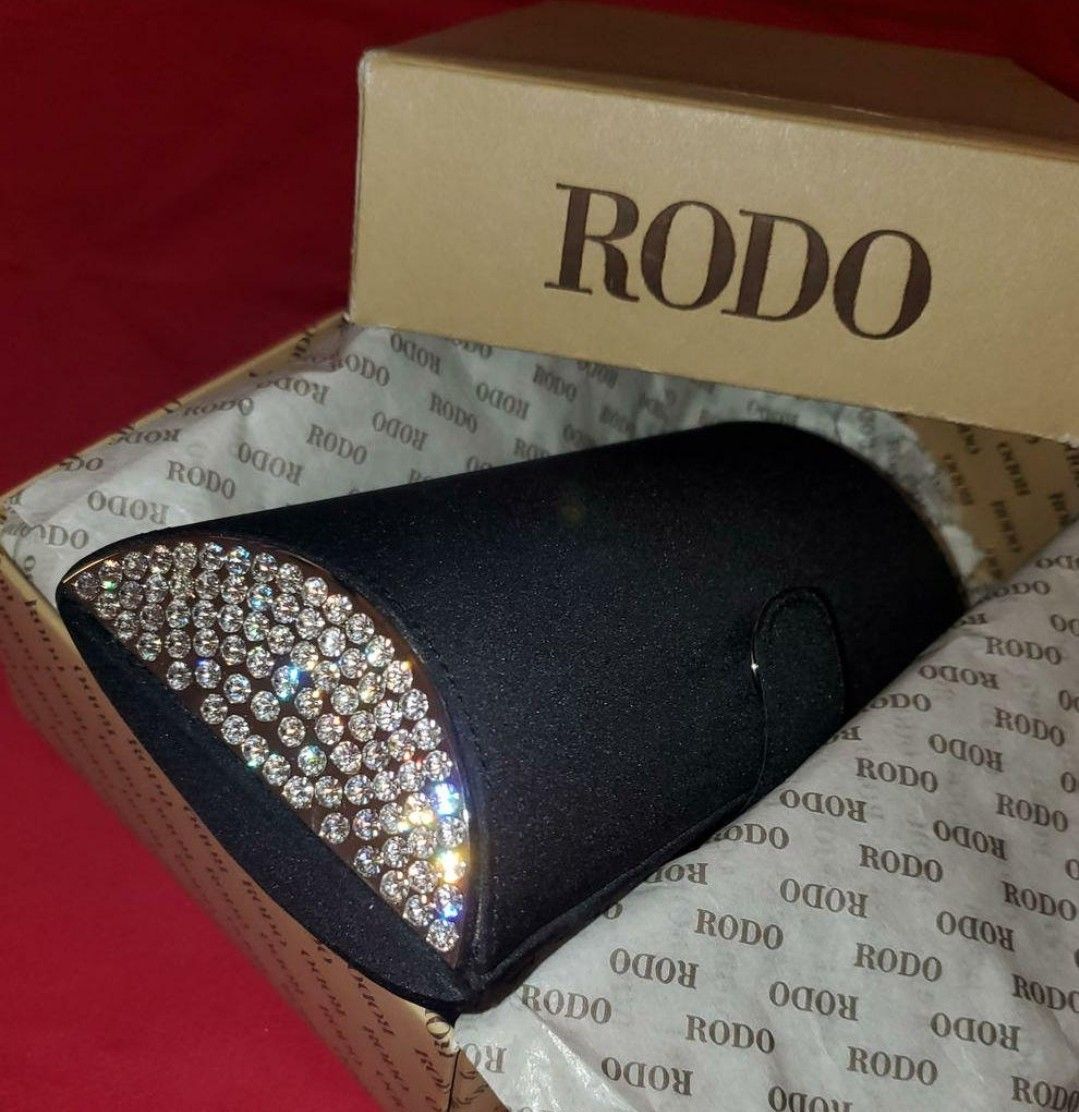 ロド イタリア製 RODO SWAROVSKI ラインストーン 2WAY スワロフスキー ショルダーバッグ クラッチ パーティー