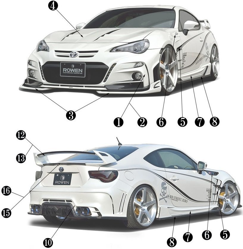 【M’s】 トヨタ 86 ZN6 前期 (2012.4-2016.07) ROWEN 86 STREET ZERO サイドステップ 左右 ロェン ロウェン エアロ パーツ 外観 1T009J00_画像8
