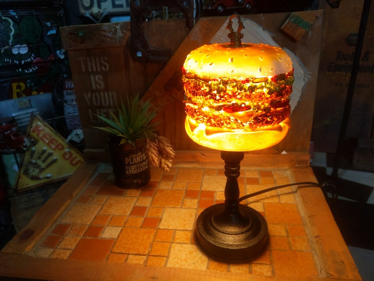 アメリカンダイナー ハンバーガー 電飾看板 バーガーズ ランプ BURGERS スタンドランプ キッチンカー 店舗什器 自立式看板 スタンド看板 _画像6