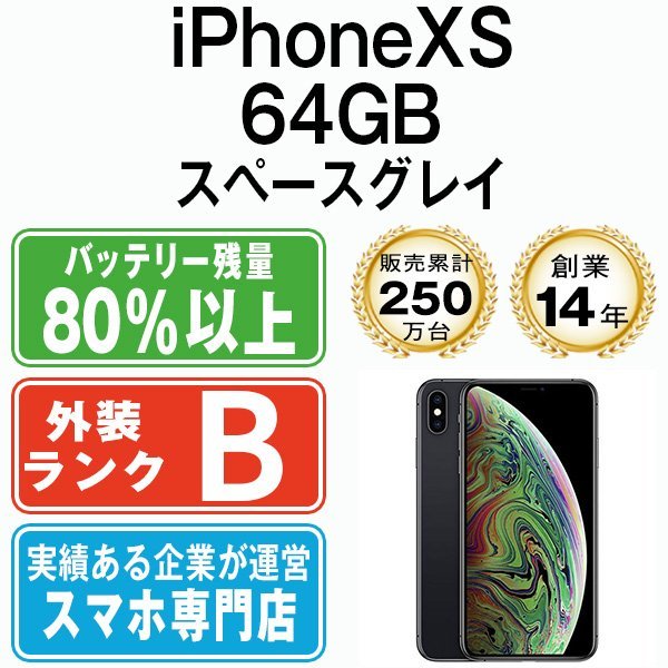 最新入荷】 64GB iPhoneXS 良品 バッテリー80％以上 スペースグレイ