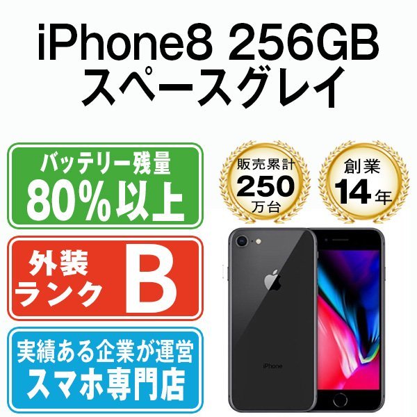 iPhone 8 Plus Space Gray 256 GB sim解除済-