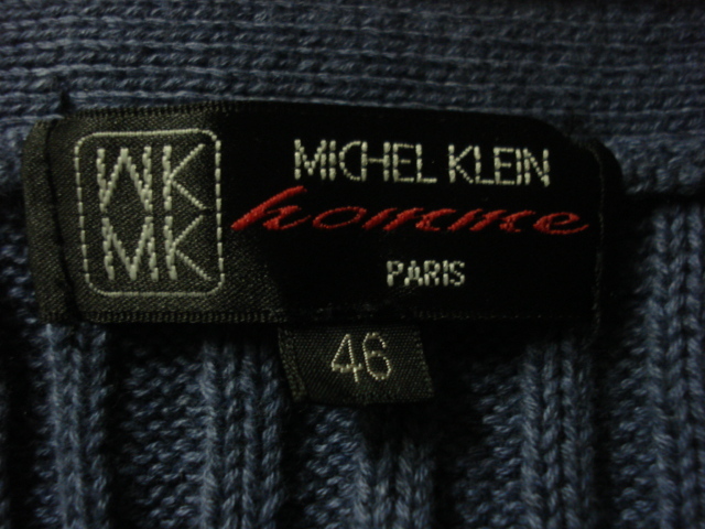 格安廃版レアモデル・MK MICHEL KLEIN HOMME(ミッシェルクラン)・綺麗なブルー～グレー系グラデーション風地・高級カーディガン 46 S～M位_画像3