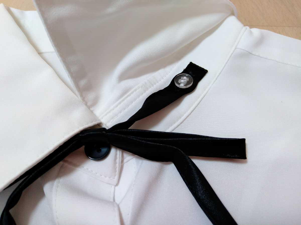 17号　リボン付き　白の長袖シャツ ブラウス　ホワイト　㈱チクマ　ALPHA PIER 新品　タグ付き　送料無料　ホワイト　制服　事務服　OL