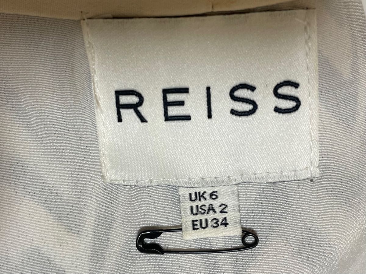 REISS シルクワンピース　膝丈　紫と黒色の模様　