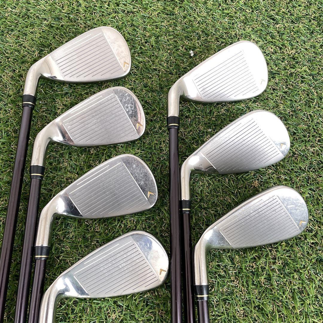 Callaway キャロウェイ E.R.C Ti レディースアイアン7本セット 中空ヘッド たらこ ぶっとび 右利き用 L カーボン 女性 初心者_画像3