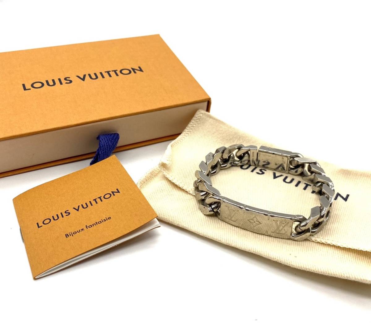 ■Louis Vuitton ルイヴィトン M62486 ブラスレ チェーン チェーン ブレスレット シルバー カラー 腕回り：約20cm 箱、布袋付き_画像1