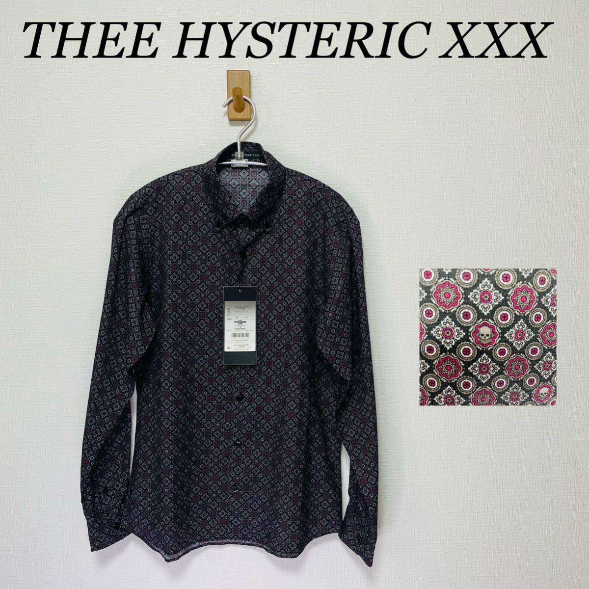 お買得】 長袖シャツ ボタンダウン 総柄スカル XXX HYSTERIC 【タグ付