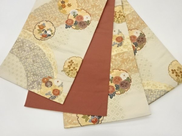 ys6774848; 宗sou 絵染錦雪輪に花々模様織出し袋帯【着】-