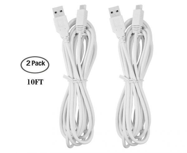 2 pcs set Nintendo Wii U Gamepad for charge line nintendo for USB charger cable charge cable 10ft/3m white E492 will u