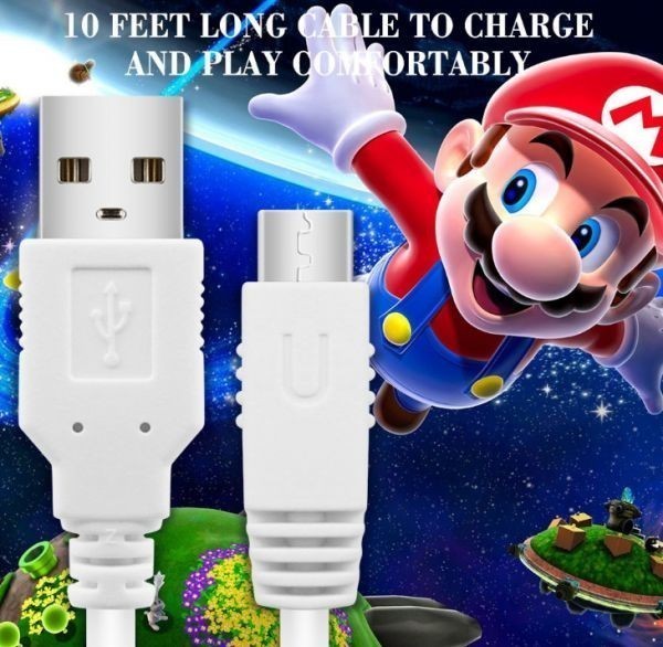 2 pcs set Nintendo Wii U Gamepad for charge line nintendo for USB charger cable charge cable 10ft/3m white E492 will u