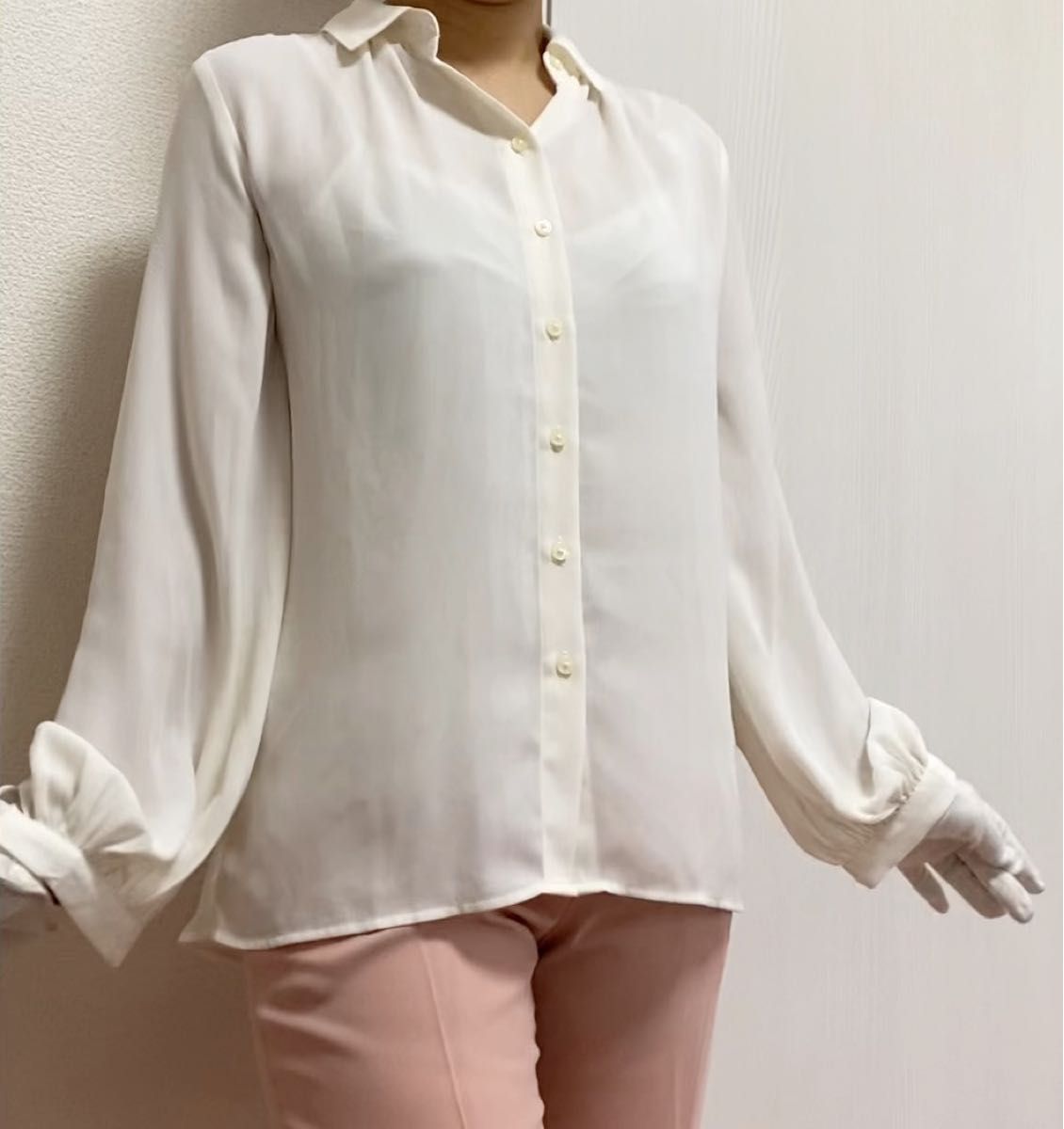 美品 バナナリパブリック 長袖 ブラウス とろみ ドレスシャツ ドレープ シャツブラウス X S表記 S〜Mの着用感