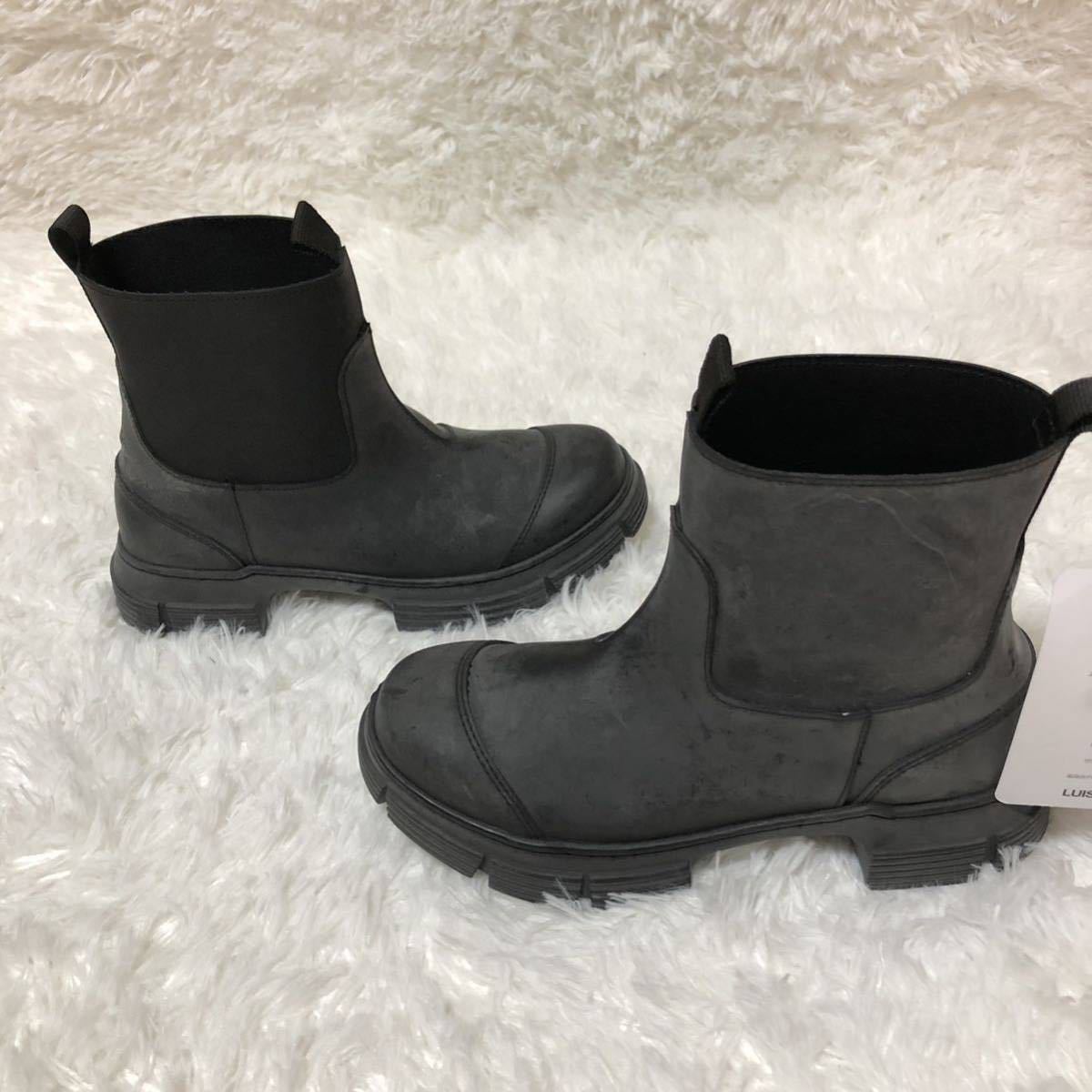 新品】GANNI ガニー リサイクルラバーアンクルブーツ 24㎝ ブラック