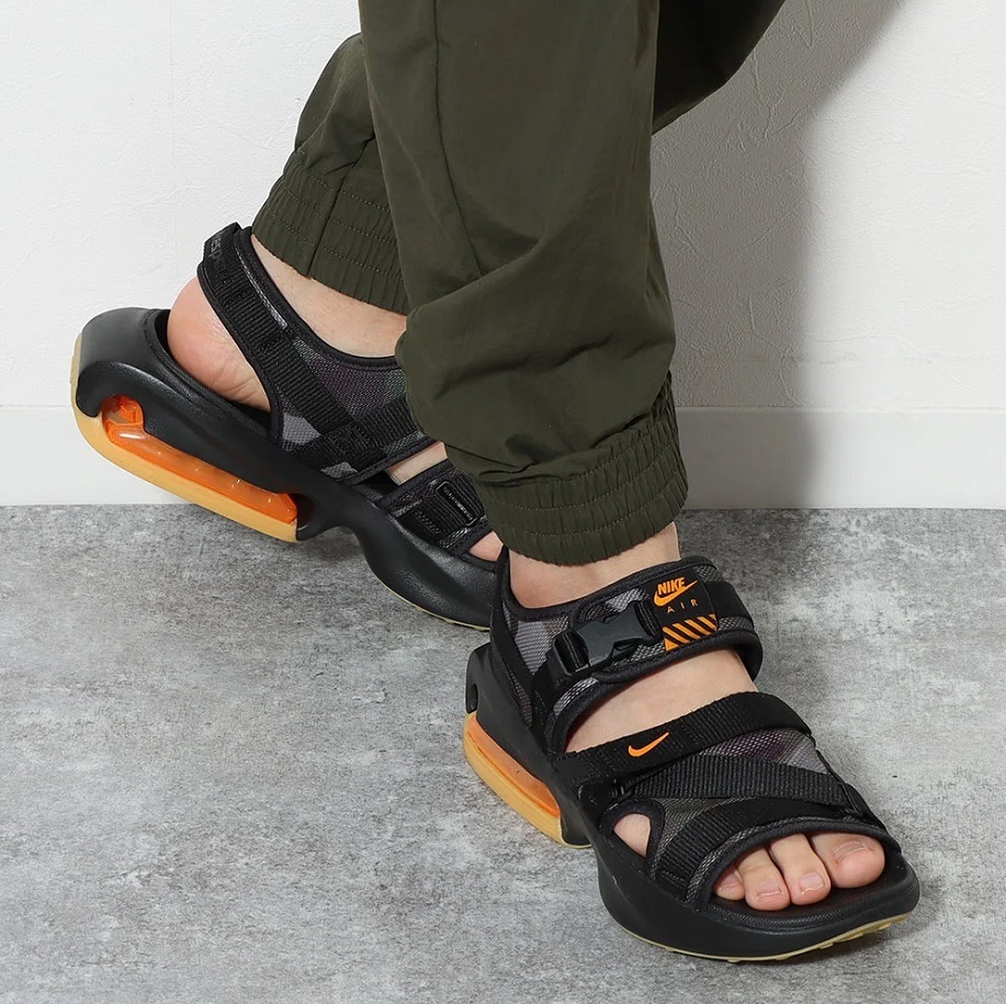 ナイキ エアマックス SOL サンダル 27cm ブラック/オレンジ 黒 カモフラージュ柄 迷彩 AIR MAX SOL SANDAL スポサン