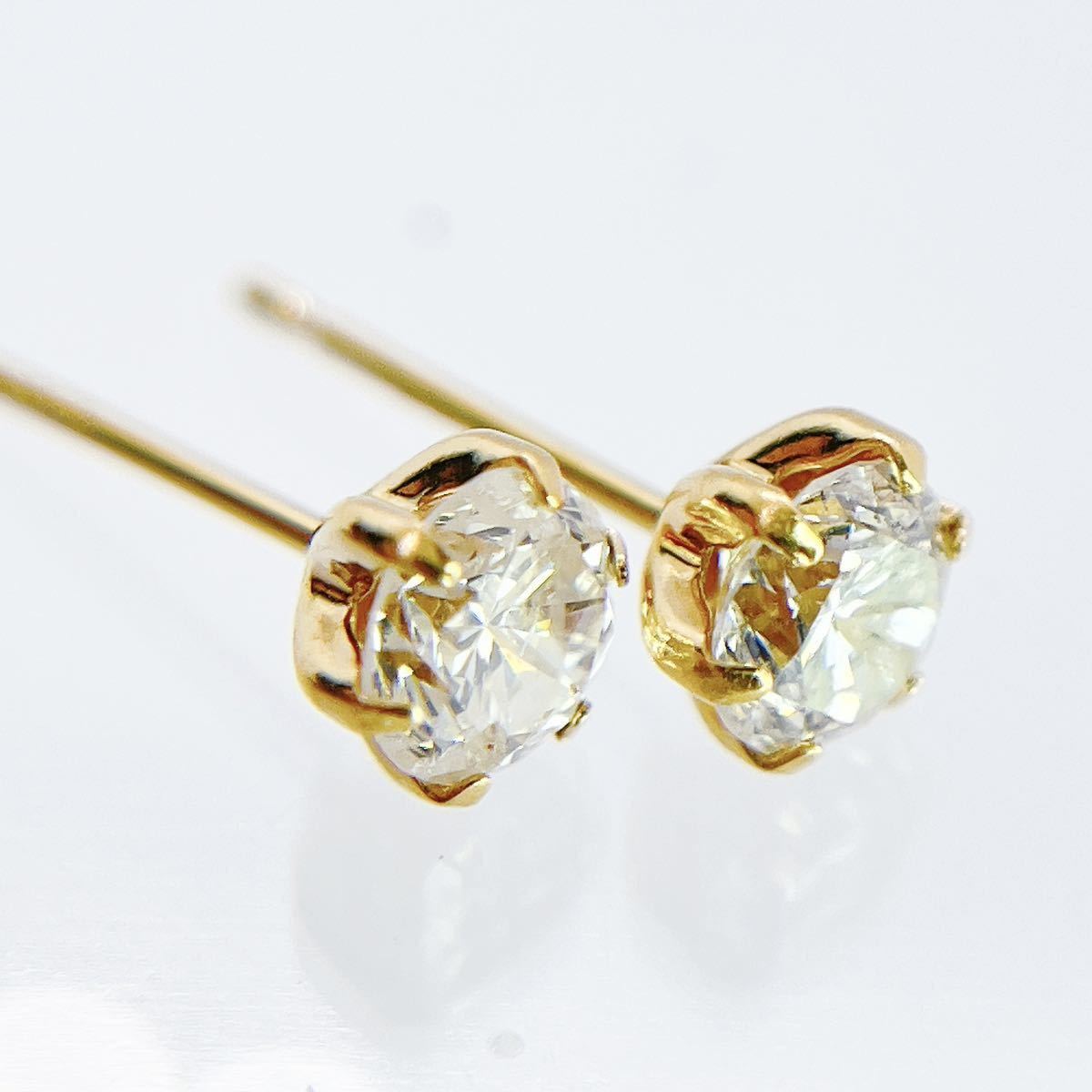 新品】0.8ct 天然ダイヤモンド k18 6本爪 ピアス 一粒-