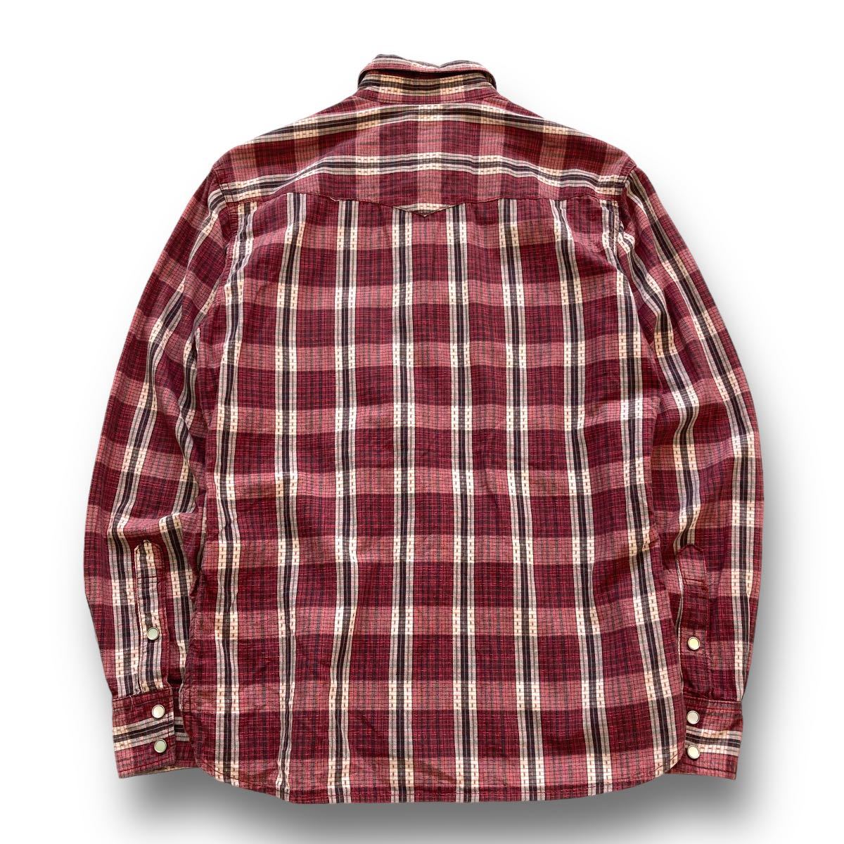 【FLAT HEAD】フラットヘッド ジャガード チェックウエスタンシャツ JAQUARDWESTERNSHIRT 長袖シャツ CW-42W ワンウォッシュ 古着 (40)_画像9